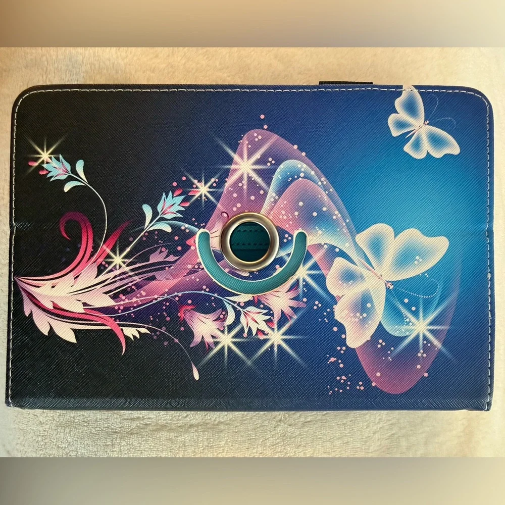Floral Butterfly Tablet Case - Black and Purple